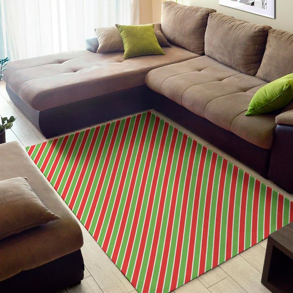 Xmas Candy Cane Stripes Print Area Rug