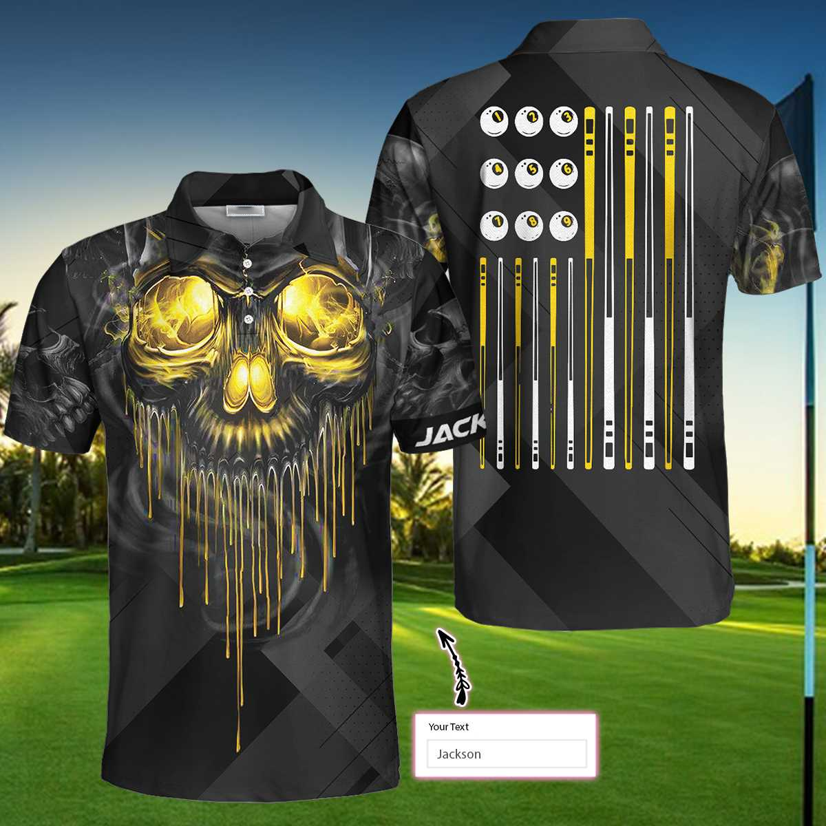 3D All Over Print Billiards Pool Player Skull Custom Polo Shirt, Skull Shirt, Best Shirt For Billiard Player