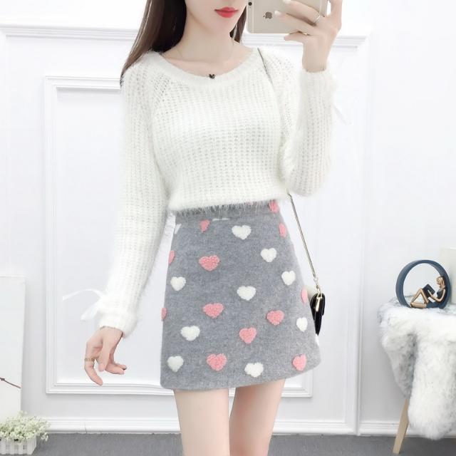 Women Two Pieces Set Spring Female Long Sleeve Solid Color Tweed Sweater + High Waist Mini Skirt Suit Ladies Casual Outfits Q257 alx