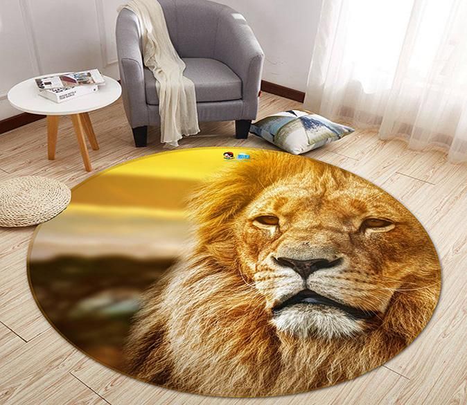 3d Lion Head 013 Round Rug Home Decor