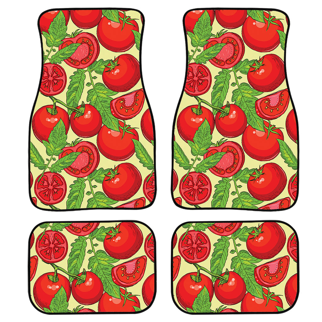 Hand Drawn Tomato Pattern Print Front And Back Car Floor Mats, Front Car Mat