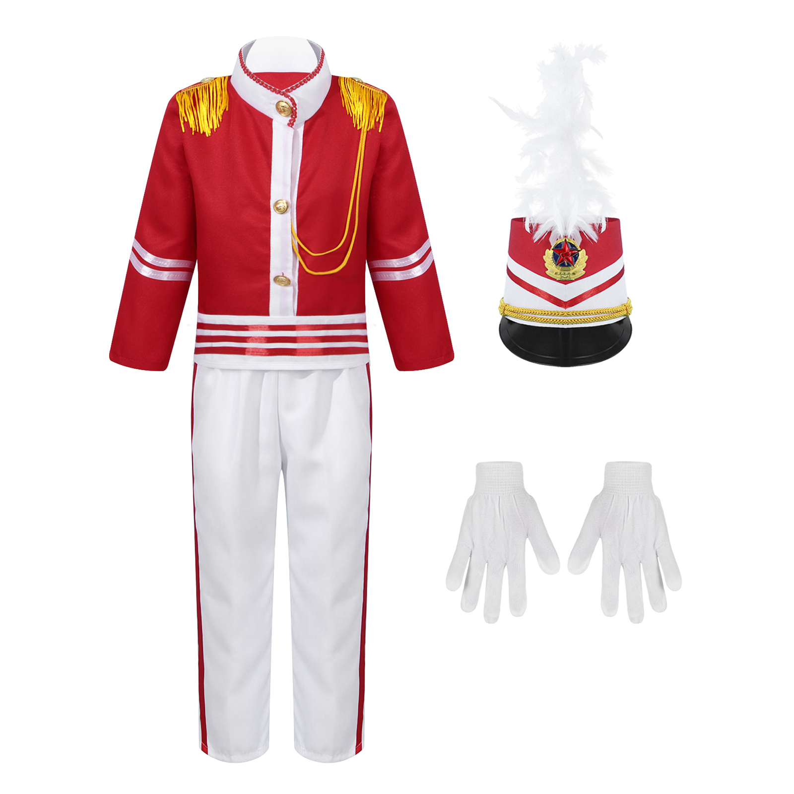 Boy Girl Soldier Hat Drum Trumpet Team Costume Honor Guard Uniform-nutcracker Costume Halloween Party Stage Performance Uniform alx