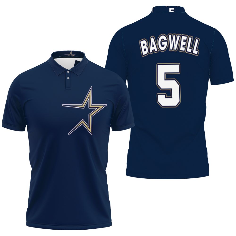 Jeff Bagwell 5 Houston Astros Tribute Throwback 1997 Navy Jersey Inspired Style Gift For Houston Astros Fans Polo Shirt