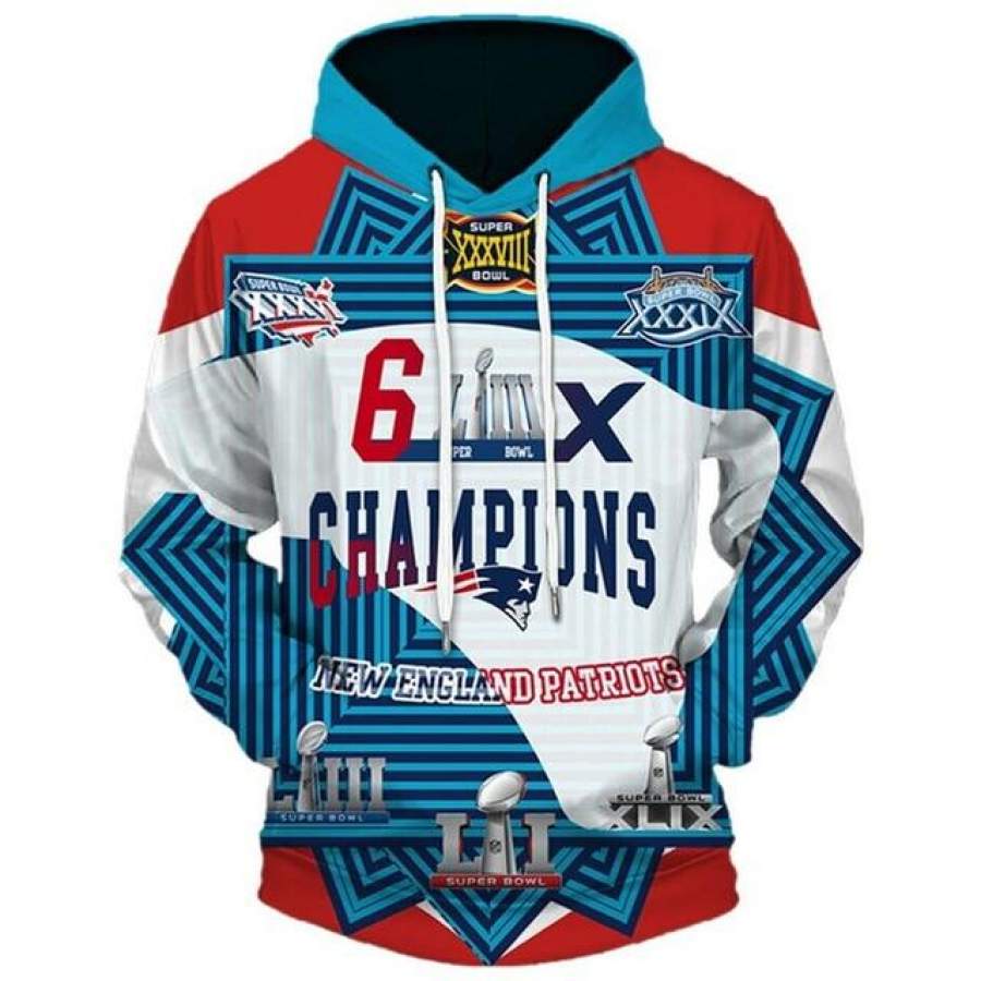 New England Patriots Super Bowl 3D Hoodie