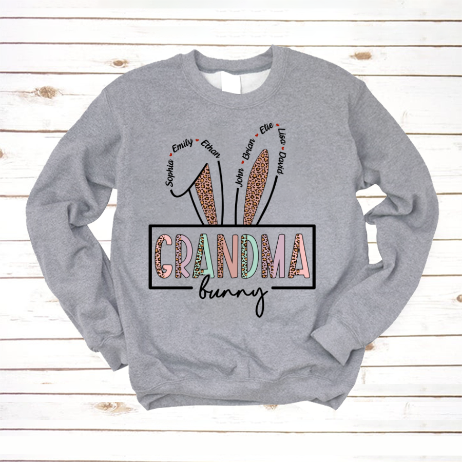 Personalized Grandma Bunny With Grandkids Cute Easter Day Sweatshirt