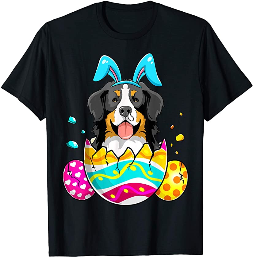 Bernese Mountain Bunny Ears Eggs Easter Gift Mens Women Kids T-Shirt