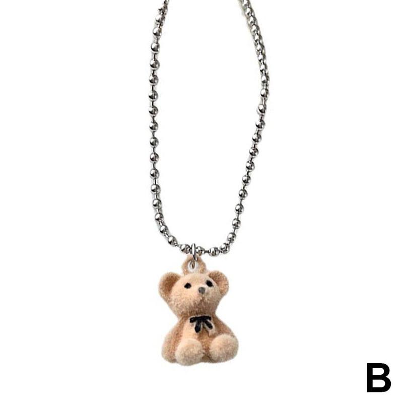 Cute Bear Pendant Necklace For Girls Women Korean Fashion Lovely Bear Long Sweater Neck Chain Necklaces Cute Collar Jewelry L4J2 alx