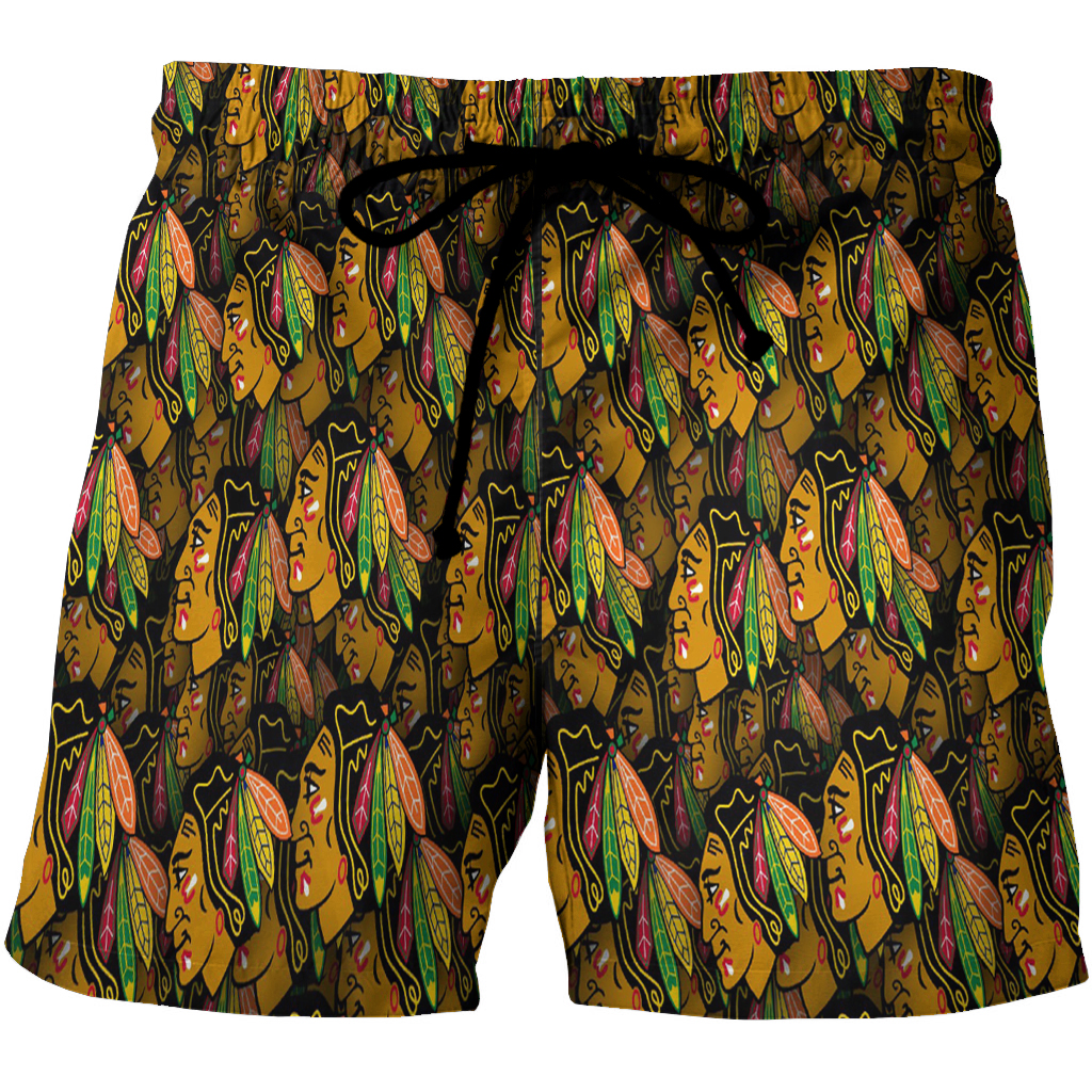 Chicago Blackhawks Symbol1 3D All Over Print Summer Beach Hawaiian Short