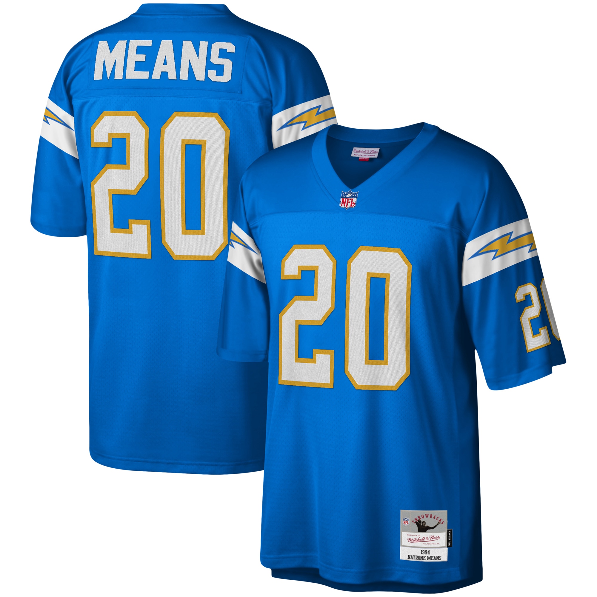 Men’s Los Angeles Chargers Natrone Means Mitchell & Ness Powder Blue Legacy Jersey