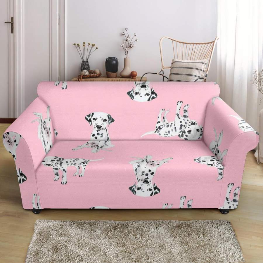 Puppy Dog Dalmatian Pattern Print Loveseat Cover