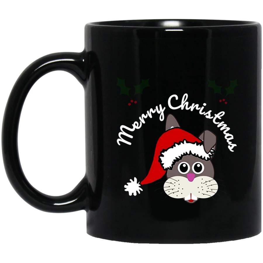 Santa Bunny Rabbit – Christmas Mug for Holidays for Kids 11 oz 15 oz Black Mug