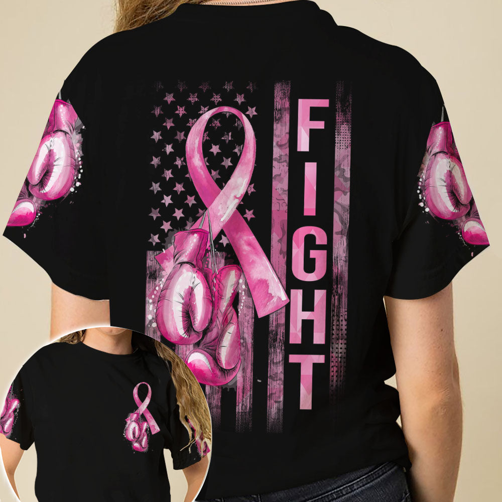 Fight Breast Cancer Flag All Over Print T-Shirt