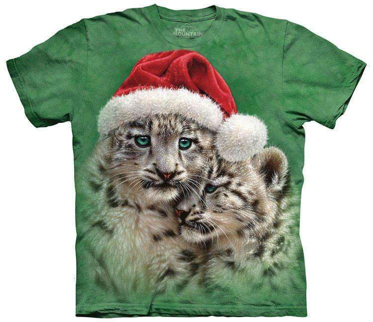 Christmas Playmates Festive Santa Snow Leopards By The Mountain Tee Shirt