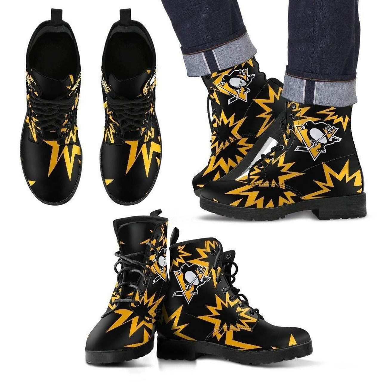 Pittsburgh Penguins Leather Boots Fashion Women Boots Shoes Shoes3928