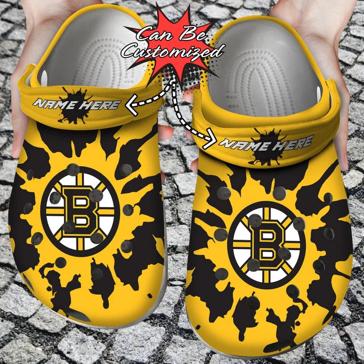 Hockey Crocss – Personalized B.Bruins Color Splash Clog Shoes1