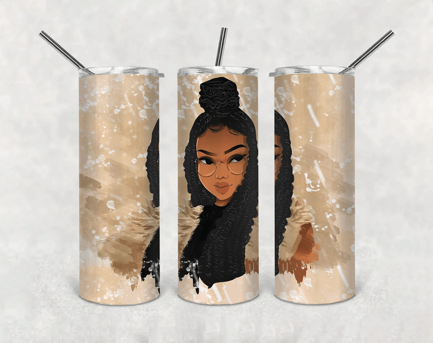 Black Women Tumbler For Black Girl Afro Locs And Braids Art Tumbler For African American Girl