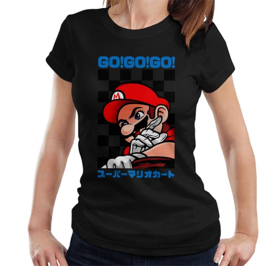 Go Go Go Super Mario Kart Retro Japanese Women’s T-Shirt