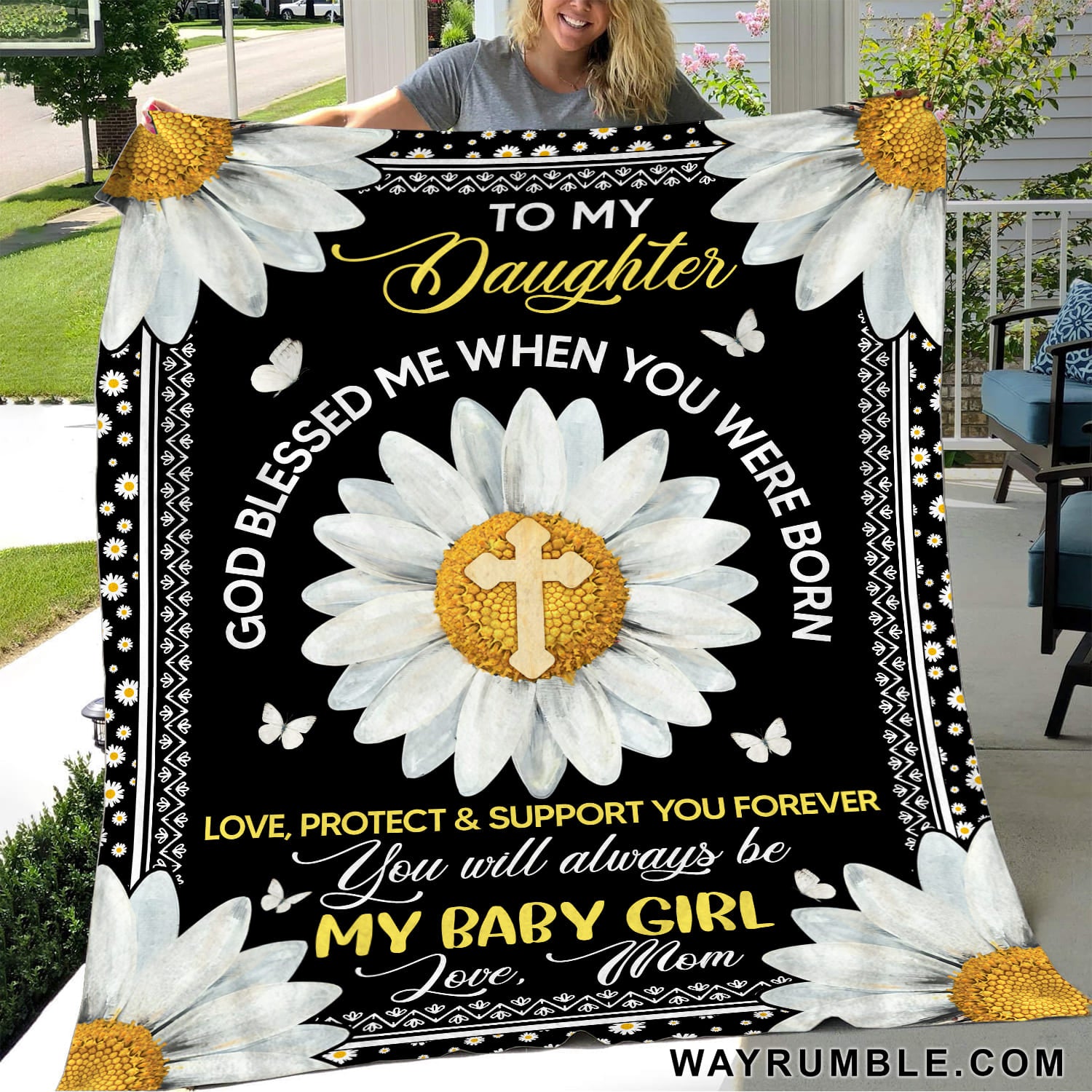 Mom To Daughter – Daisy – God Blessed Me When You Were Born – Blanket