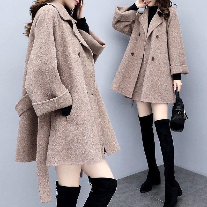 Autumn and Winter 2022 New Korean Fashion Leisure Belt Women’s Coat A-shaped Skirt Elegant Women’s Two-piece Set alx