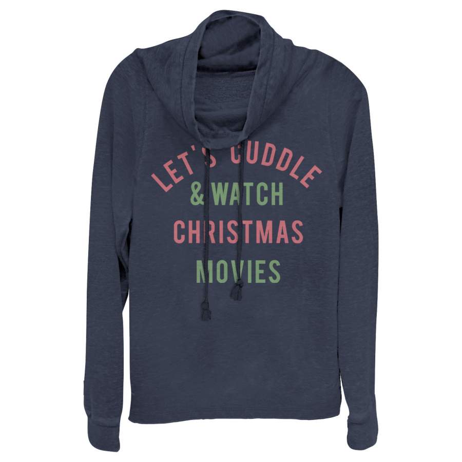 CHIN UP Junior’s Christmas Cuddles & Movies Cowl Neck Sweatshirt