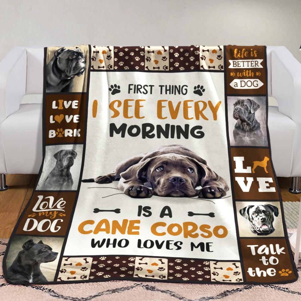 Cane Corso Dog Cane Corso Dog Fleece Blanket, Sherpa Blanket, Gift For Parent, Family Member, Friends Gift, Christmas Gift, Home Decor, Home Living-Up14