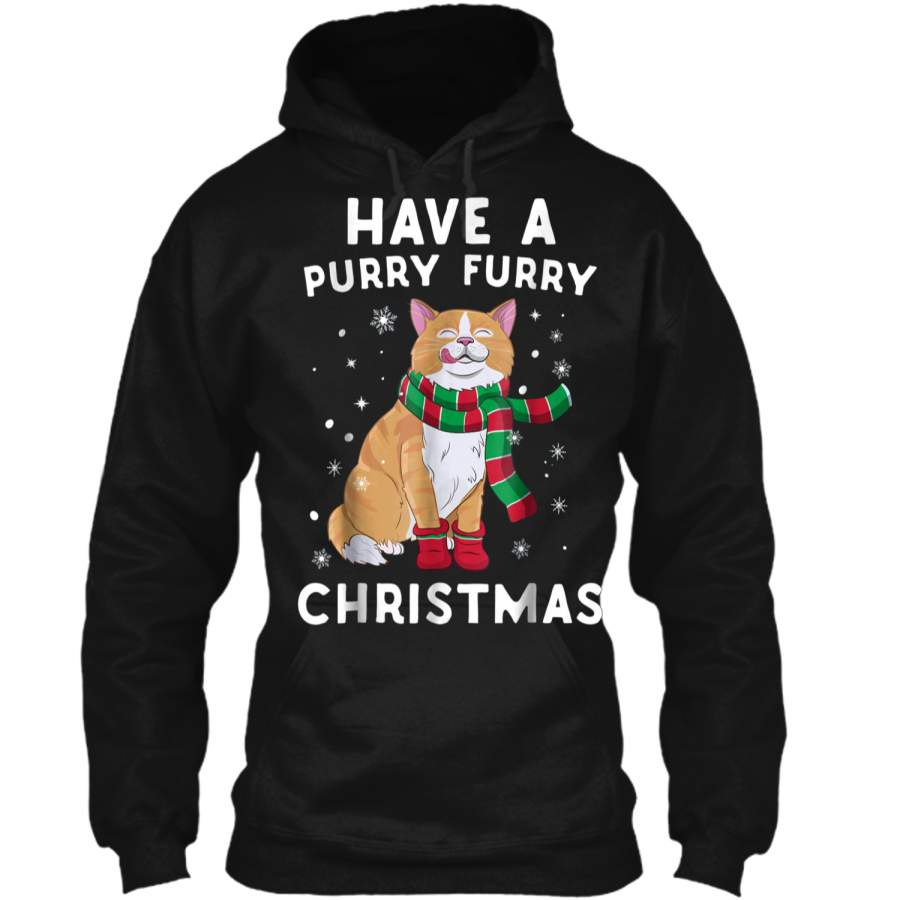 Have A Purry Furry Christmas Funny Holiday Xmas Cat  Pullover Hoodie   Christmas Gift Ideas