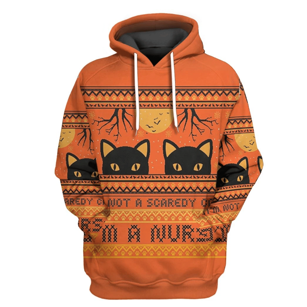 Mysticlife 3D Black Cat Spooky Halloween Ugly Tshirt Hoodie Apparel