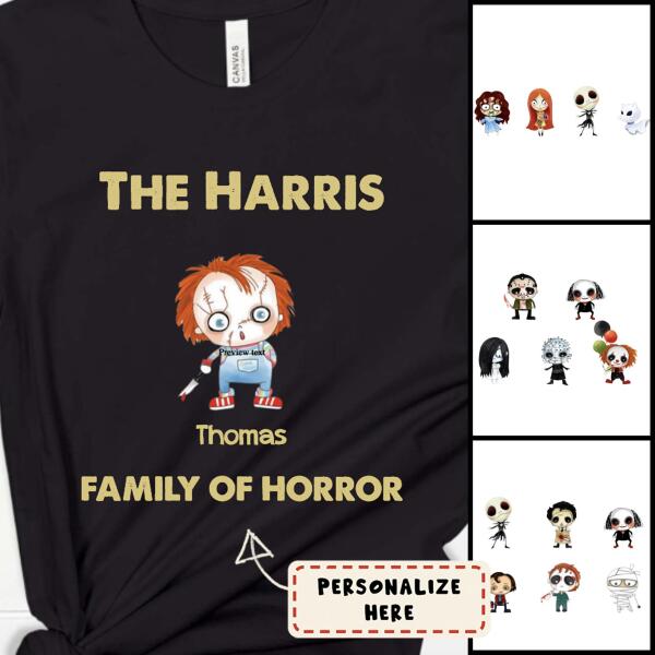 Personalized Family Of Horror Halloween Premium Shirt, Custom Up To 6 People