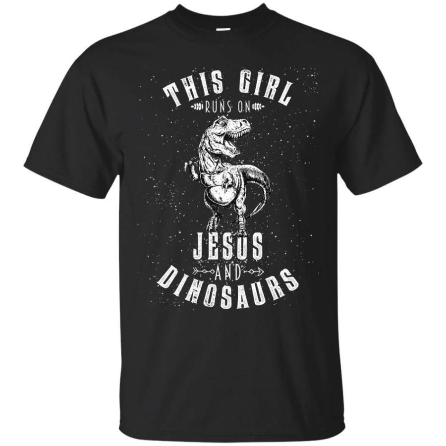 AGR This Girl Runs On Jesus And Dinosaurs Shirt