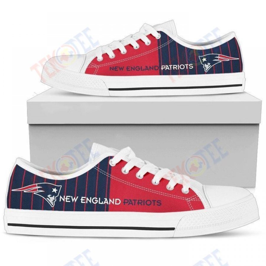 Mens Womens Cool Simple Design Vertical Stripes New England Patriots Low Top Shoes Custom Print Footwear Converse Sneakers TMT974