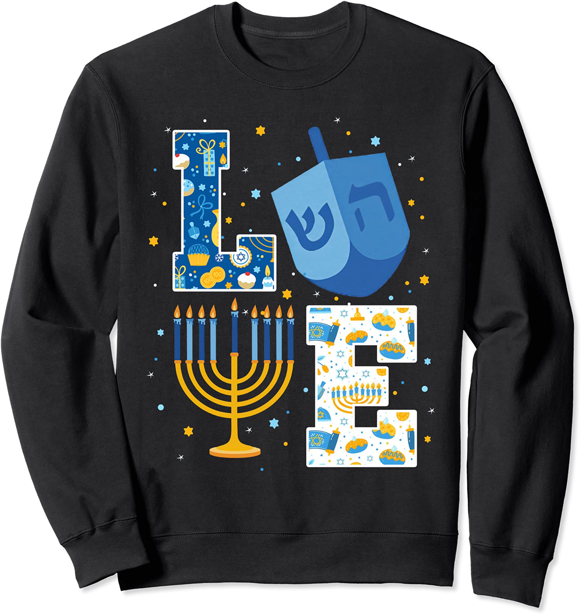 Love Cute Hanukkah Decorations Dreidel Menorah Chanukah Sweatshirt