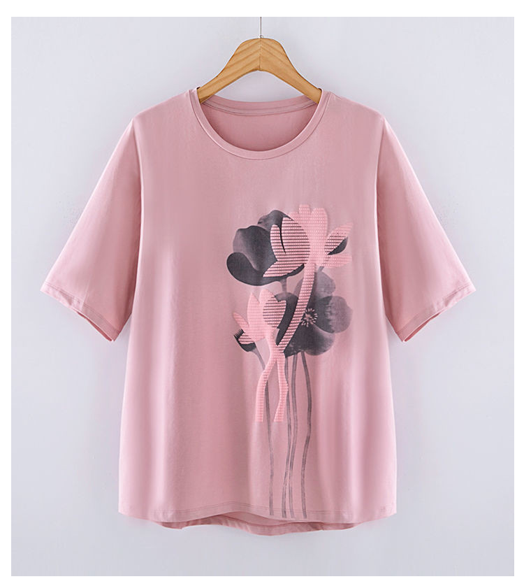 Women’s T Shirt Tops Tee Summer Cotton Loose Short Sleeve Tees Women’s White Printing T-shirt Basic Large Size M 4XL alx