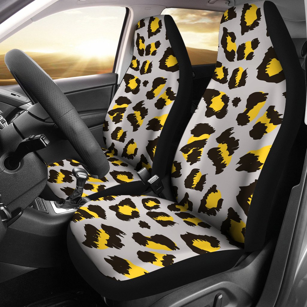 Gray Leopard Print Pattern Universal Fit Car Seat Covers