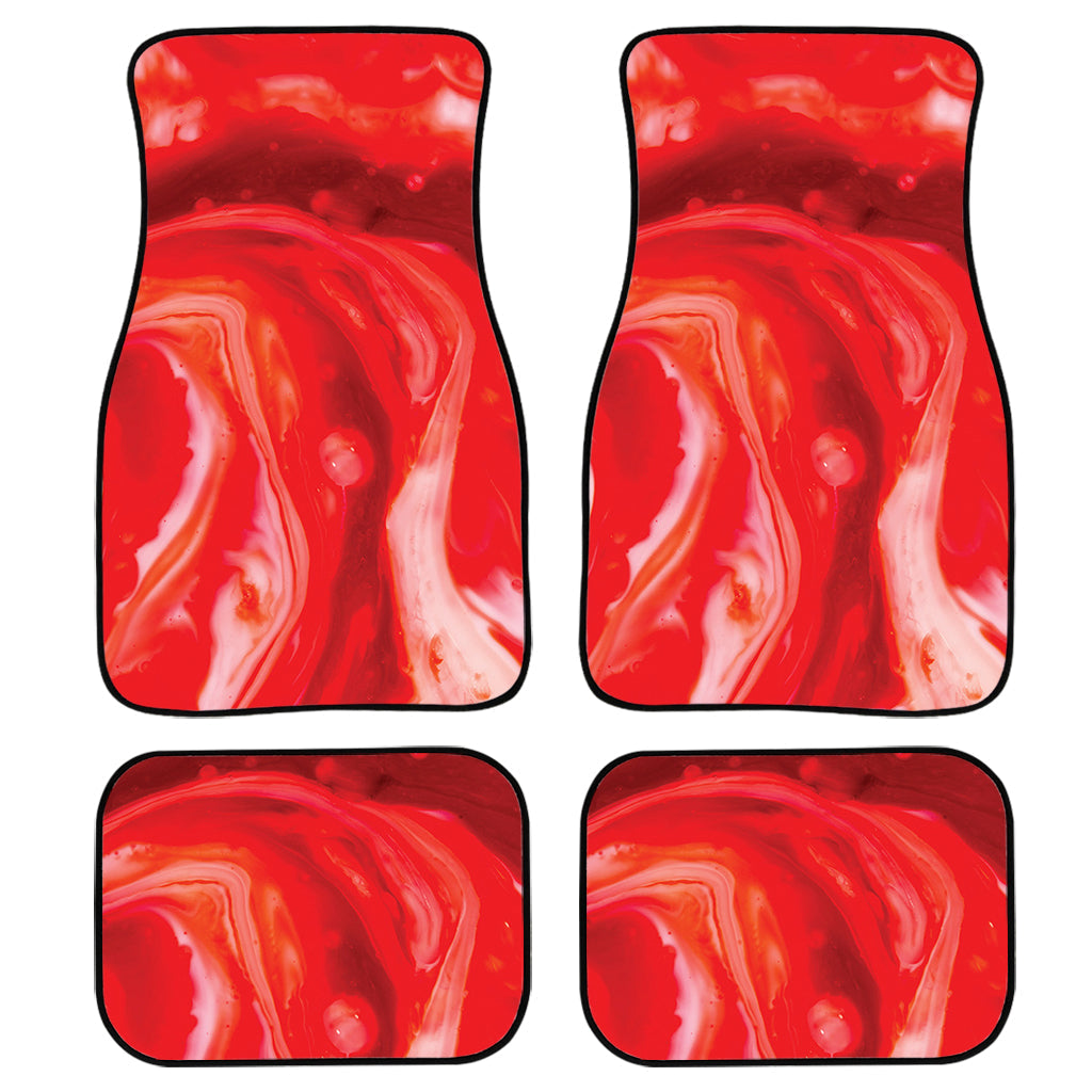 Red Acid Melt Print Front And Back Car Floor Mats, Front Car Mat