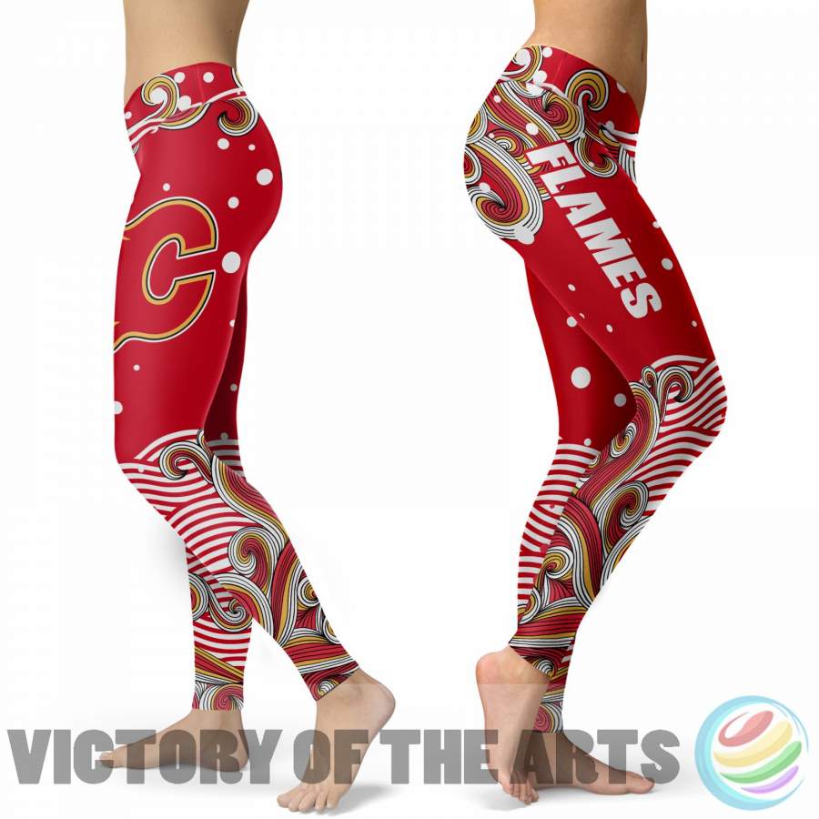 Great Summer With Wave Calgary Flames Leggings