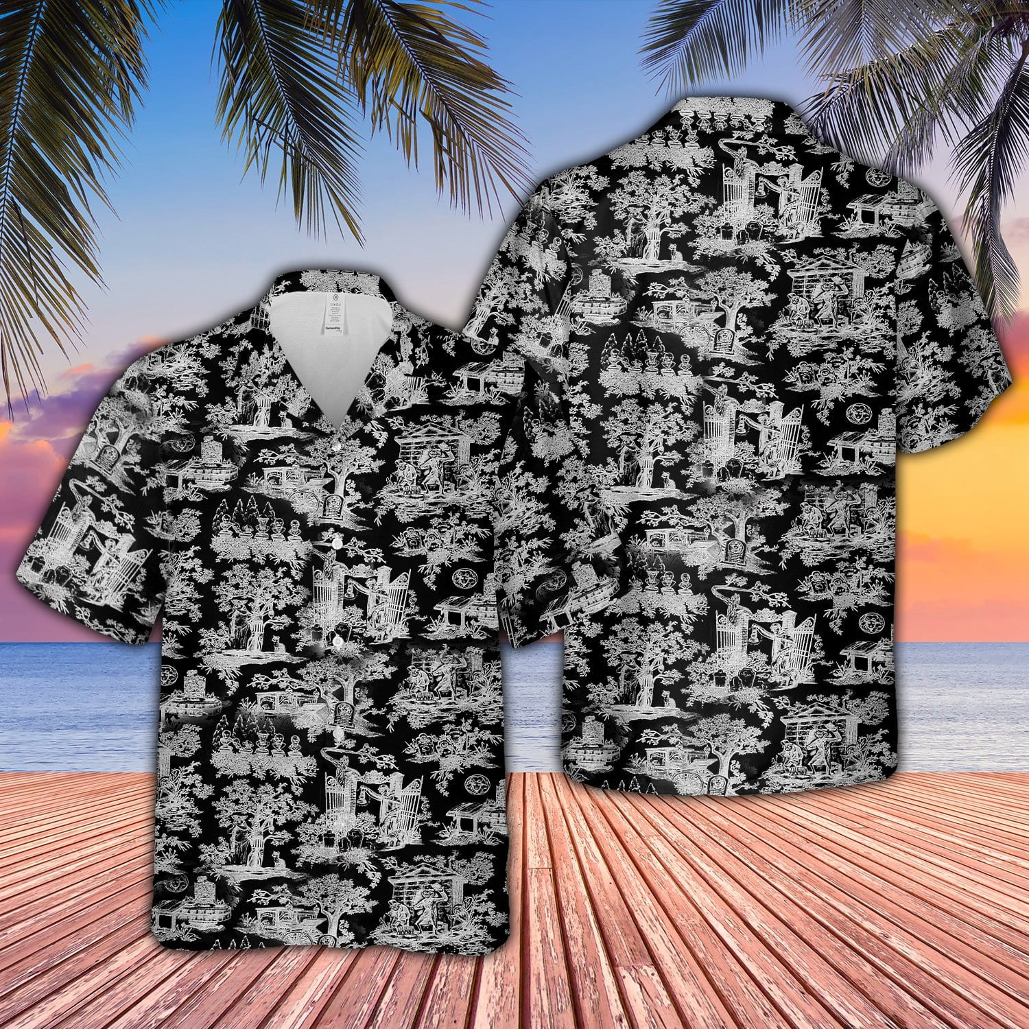 Bw Haunted Mansion Hawaii Aloha Shirts Ha13303