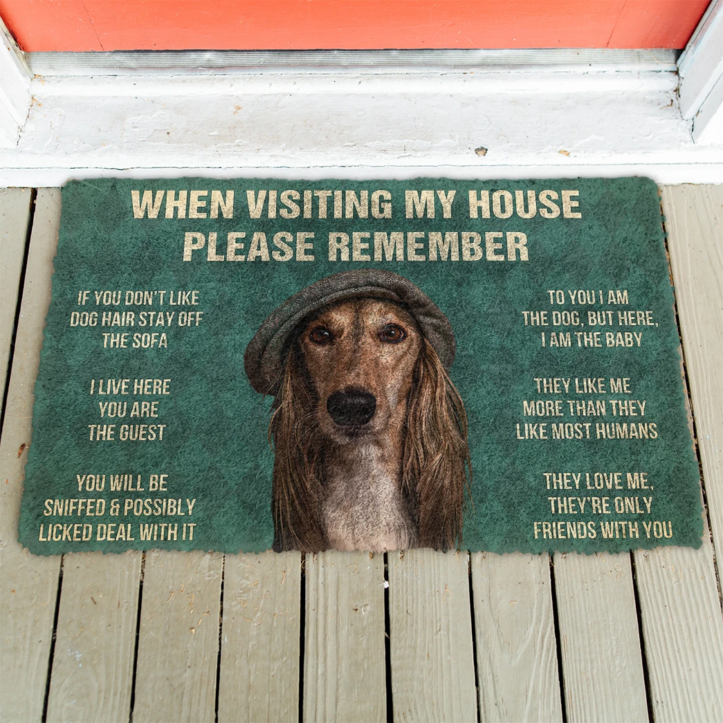 3D Please Remember Saluki Dogs House Rules Doormat