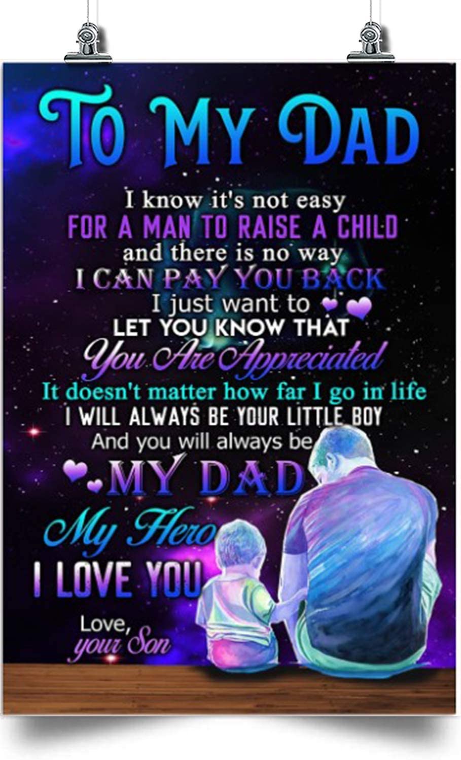 to My dad Vertical Poster-My dad My Hero-I Love You-Son to Father-Home Decoration Poster, Wall Poster, Home and Room Decoration, Gifts for Father, Souvenirs.