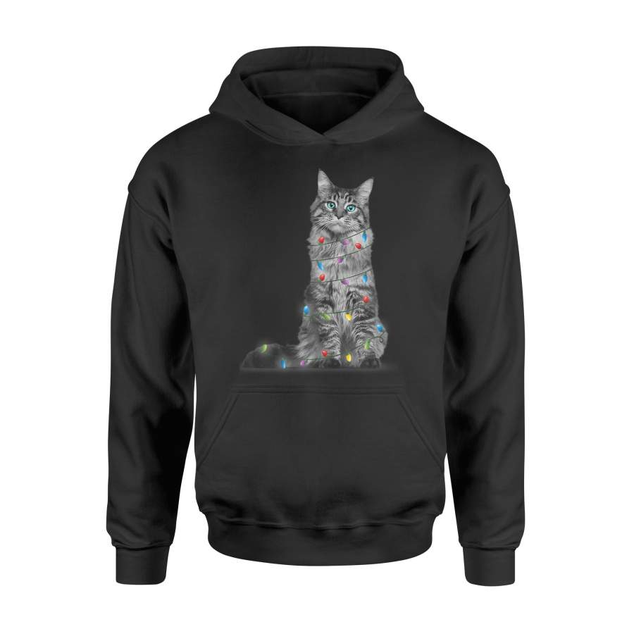 Cat with lights string christmas gift for cat lover T-Shirt – Standard Hoodie