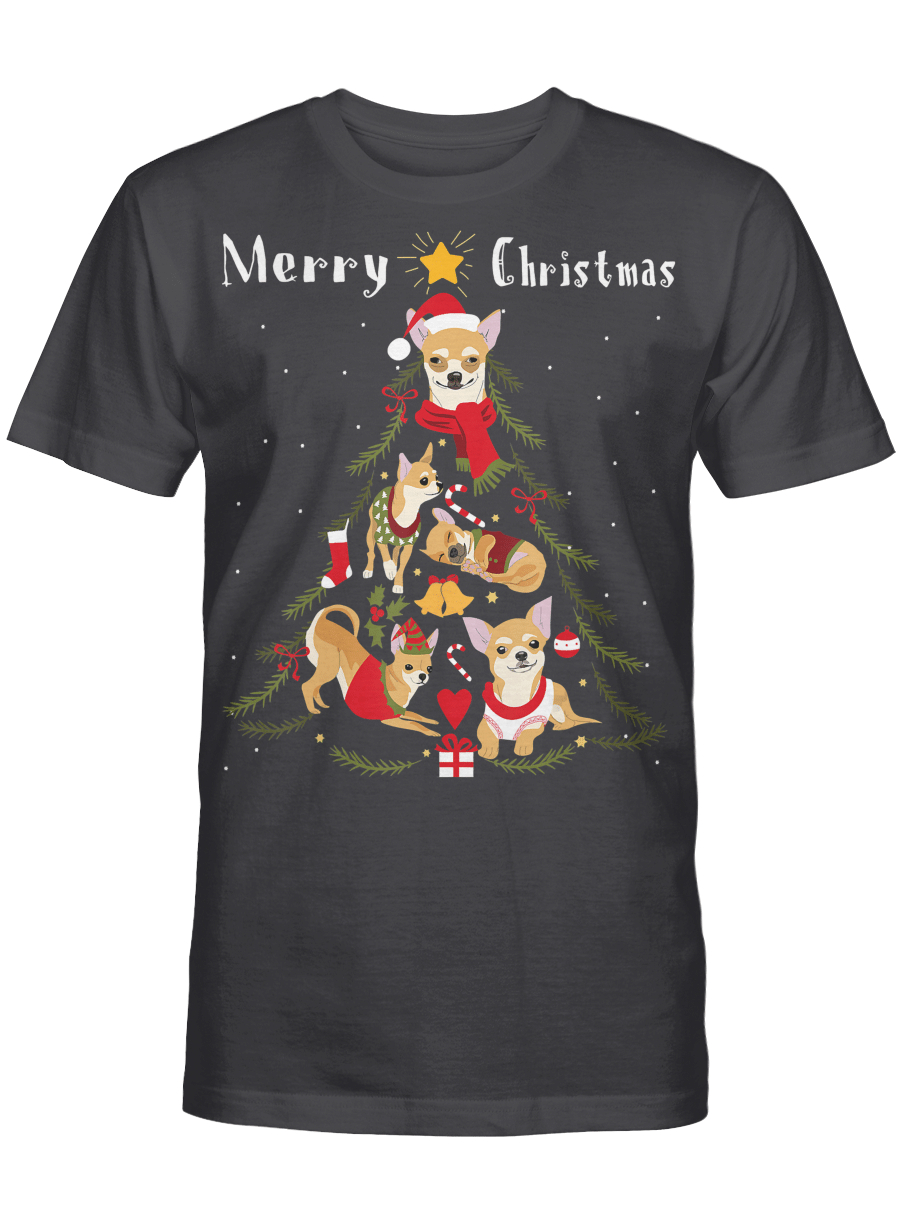 AmazeStyleZ Santa’s Reindeer, Ugly Christmas Sweater, Christmas Gift Ideas, Chihuahua Christmas Tree Xmas Dog Lover T-Shirt