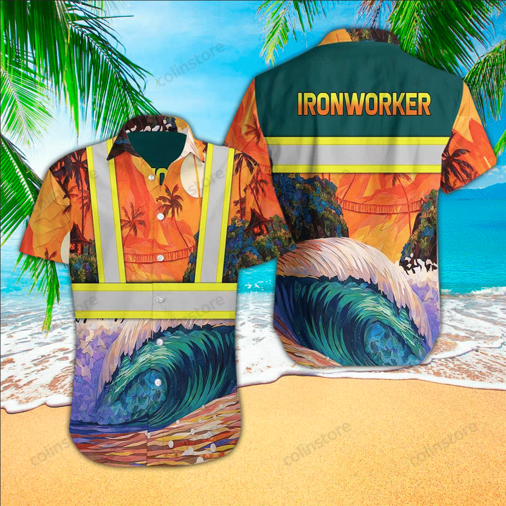 Ironworker Hawaii Button Up Shirt Aloha Ha877