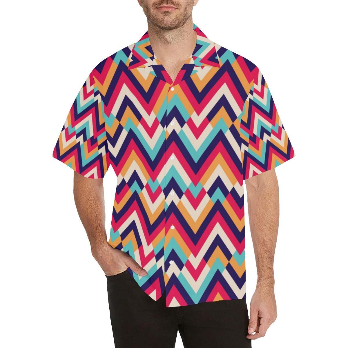 Zigzag Chevron Pattern Background Men’S All Over Print Hawaiian Shirt