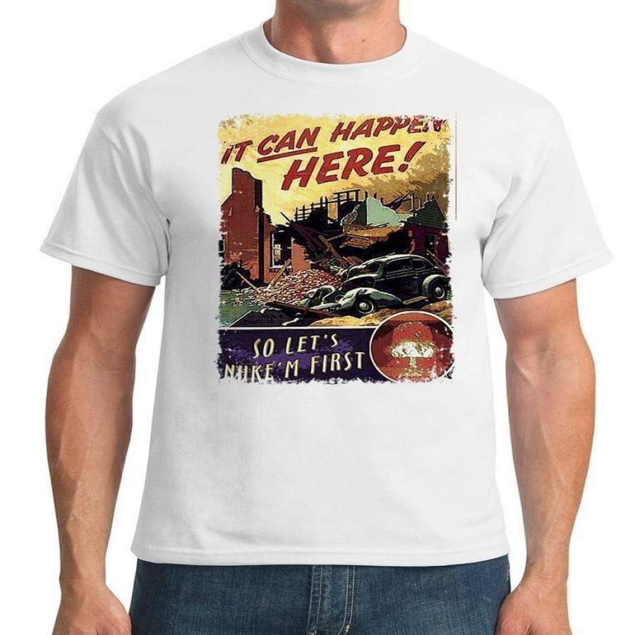 Cold War Vintage Poster Nuke Em Mens T-Shirt