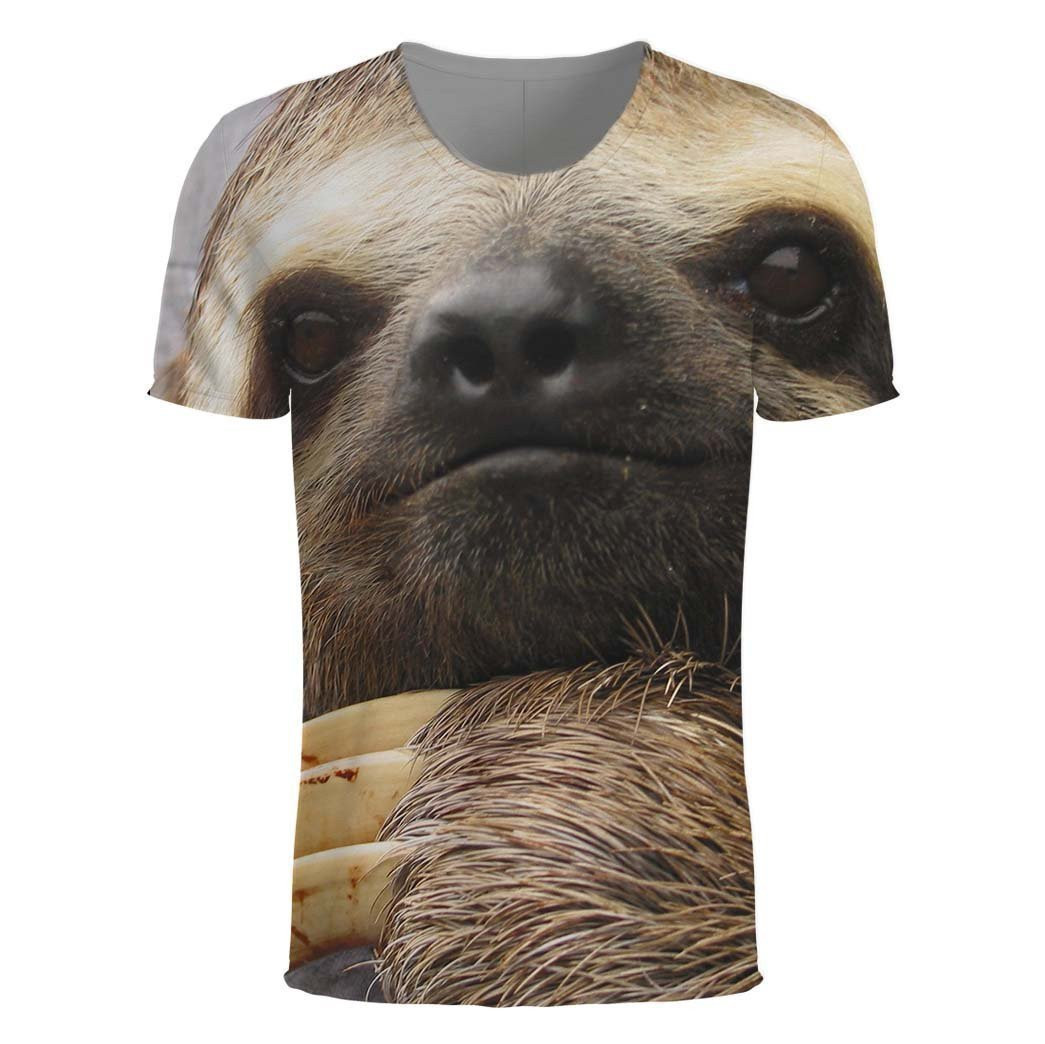 3D All Over Print Sloth Face Brown Color Cute Shirt