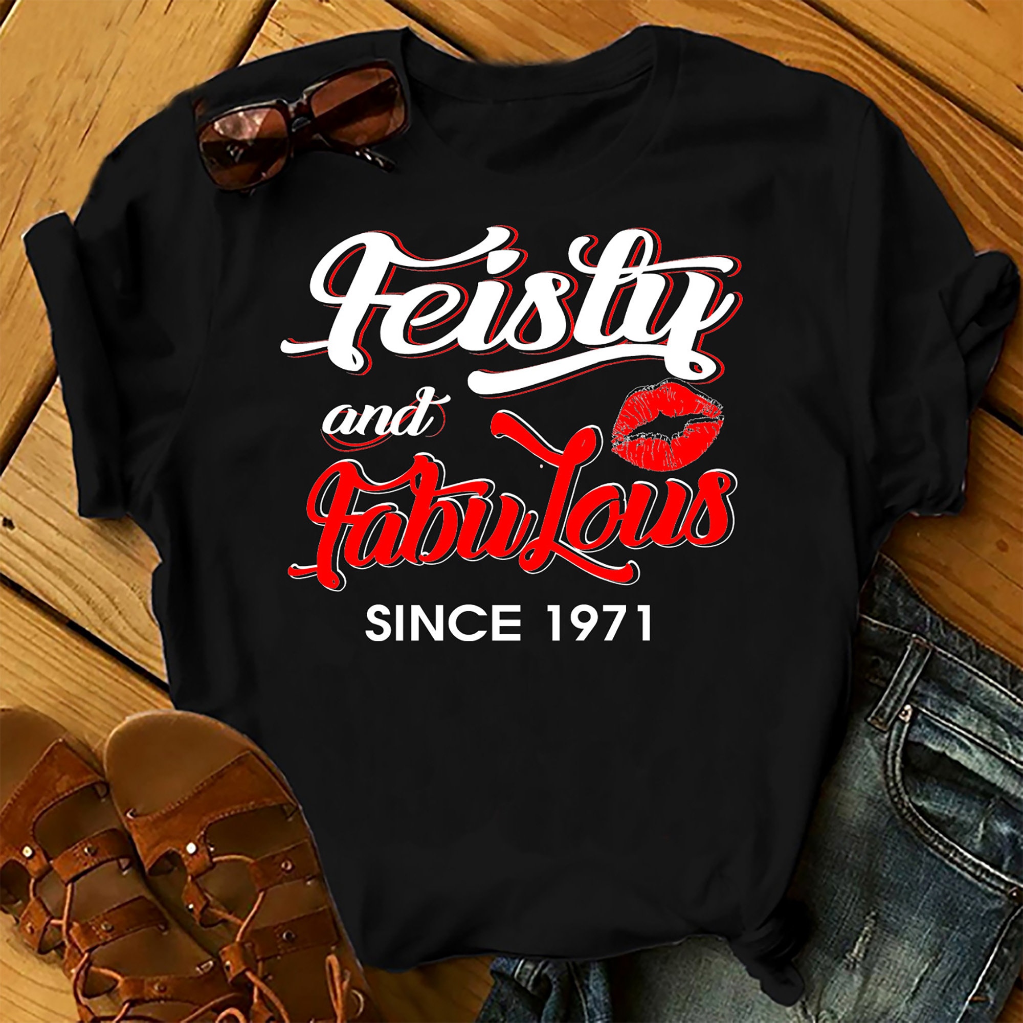 Feisty And Fabulous since 1971 – Shirts Women, Birthday T Shirts, Summer Tops, Beach T Shirts