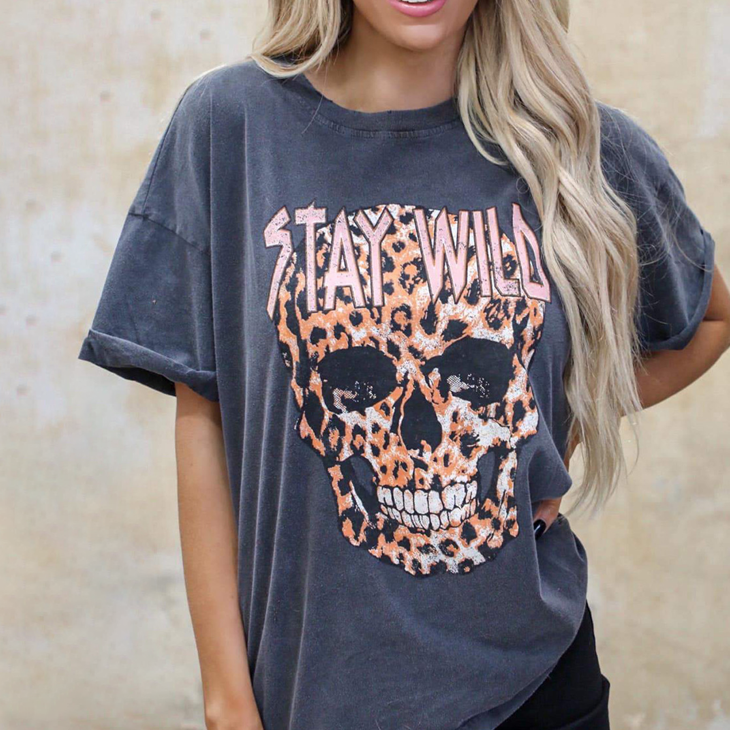 Stay Wild Leopard Skull Tee