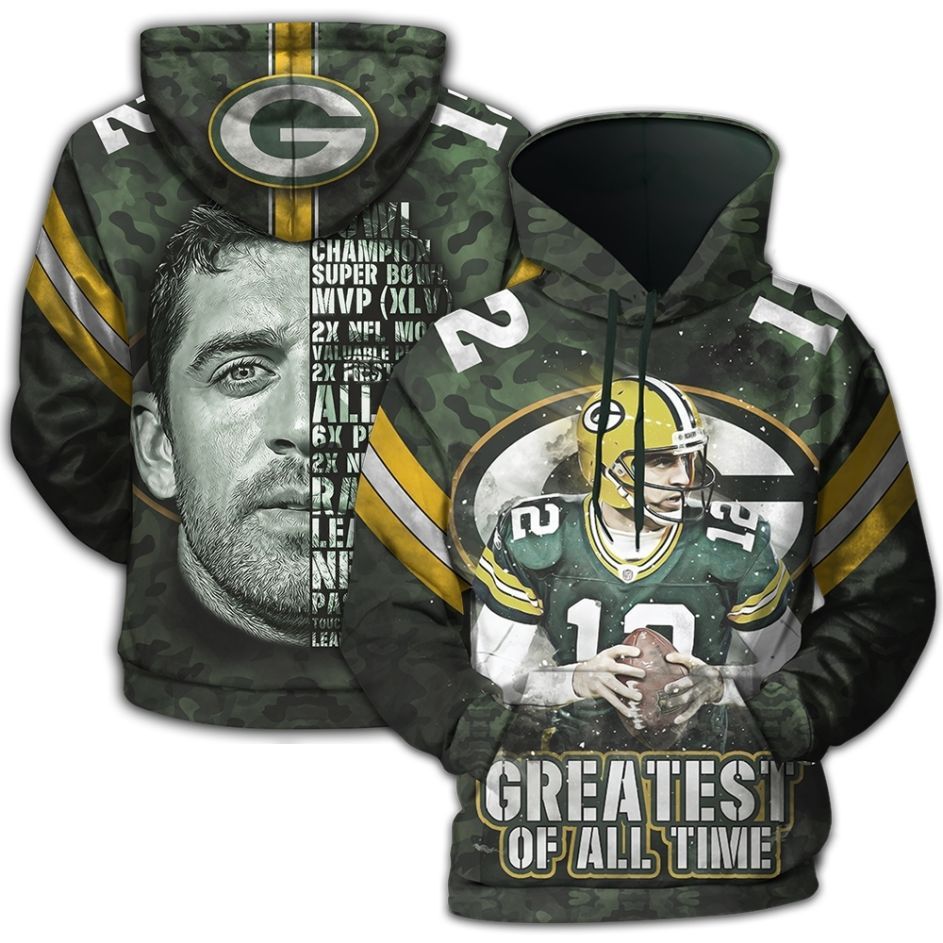 Aaron Rodgers G.Bay Pakera Goat Awards Men And Women Hoodie 3D Zip Hoodie Sweatshirt Thoodie Zip 3D Aaron Rodgers Hoodie