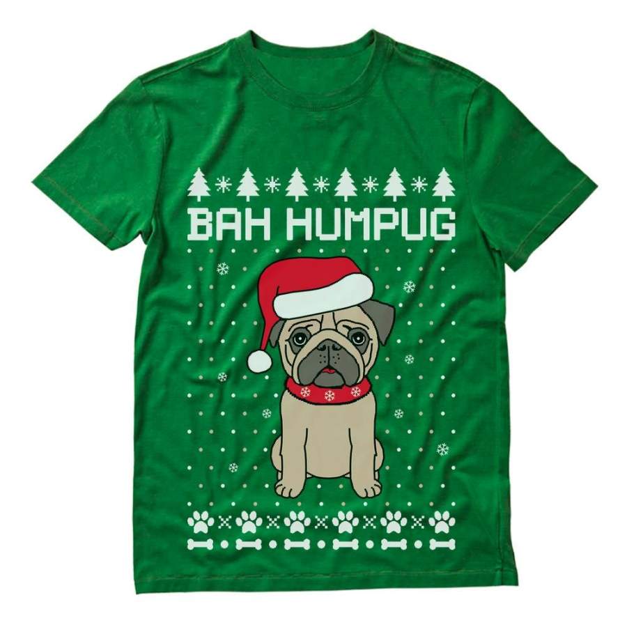 Bah Humpug Funny Ugly Christmas Puppy Pug Dog T-Shirt