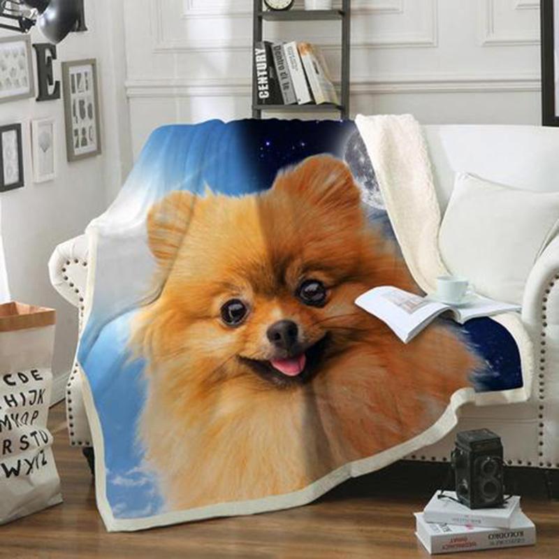 Pomeranian  Day & Night Dog Blanket Print Design Dog Gifts