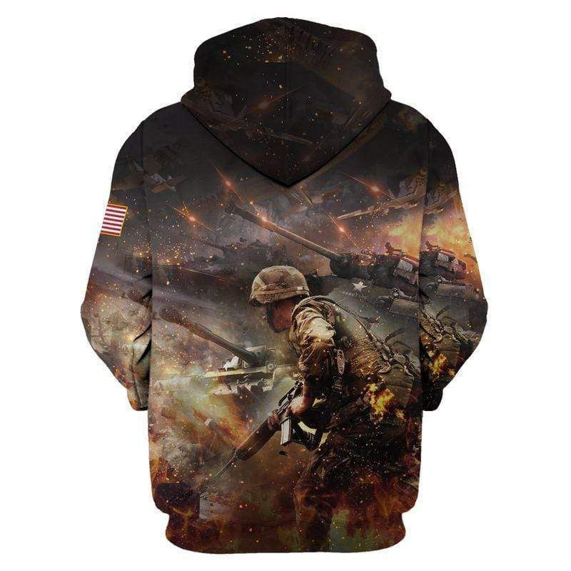 Soldier US Army tank Veteran Hoodie 3D V